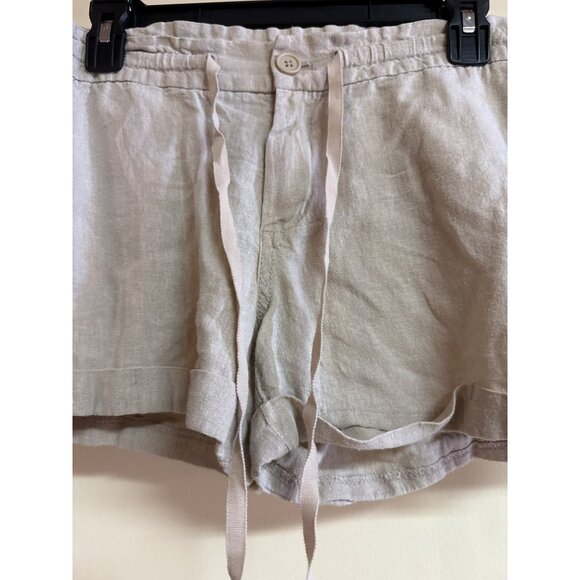 Old Navy Womens Linen-Blend Shorts W/ Drawstring Beige Size 8 Casual Lightweight - Picture 2 of 4